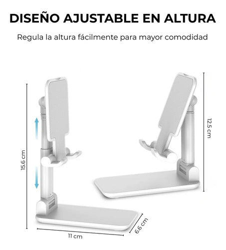 Soporte Plegable Para Celular De Escritorio Ajustable Blanco