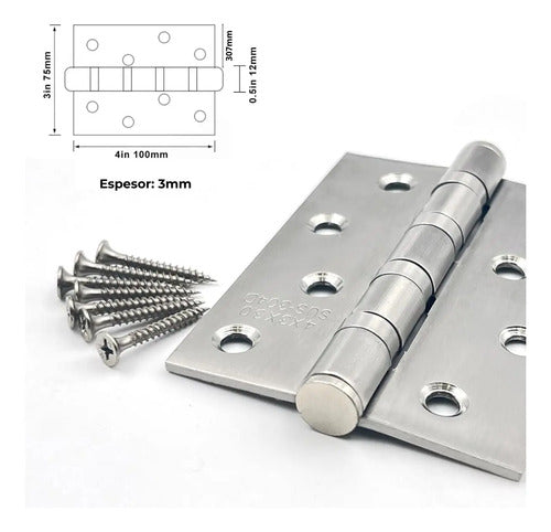 Bisagra Acero Inoxidable Sobre Rulemanes 4x3x3mm Plateado