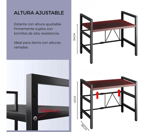 Rack Organizador Ajustable Para Microondas Estante Cocina Negro