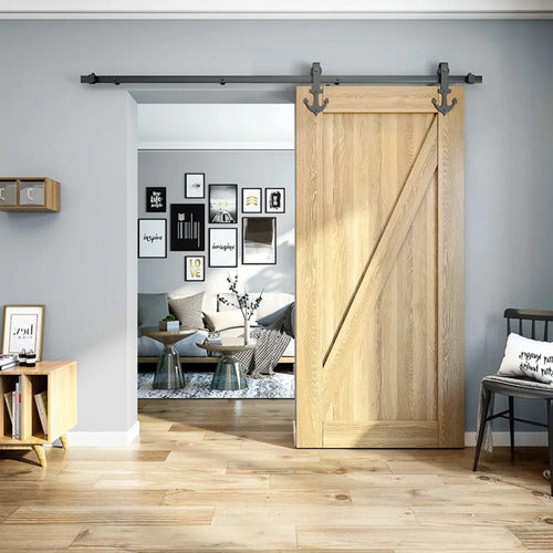 Kit Riel Granero 2m Con Ruedas Ancla Para Puerta Corrediza Puerta Simple