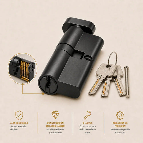 Cilíndro Universal 70mm, Reforzado Con Perilla Interior Negro