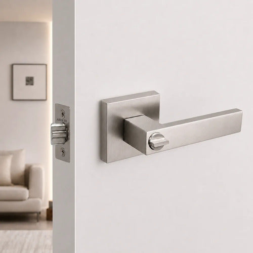 Manija Gloss Sin Llave Para Puerta Interior Exterior Plateado