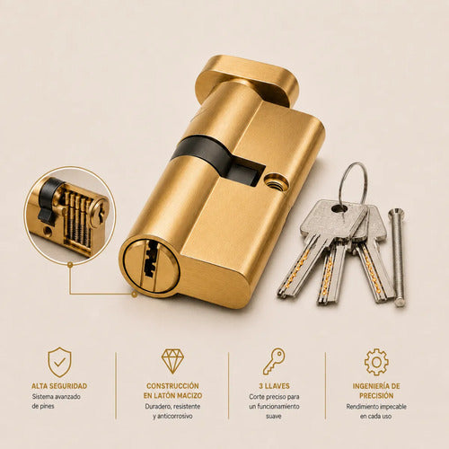 Cilíndro Universal 70mm, Reforzado Con Perilla Interior Dorado