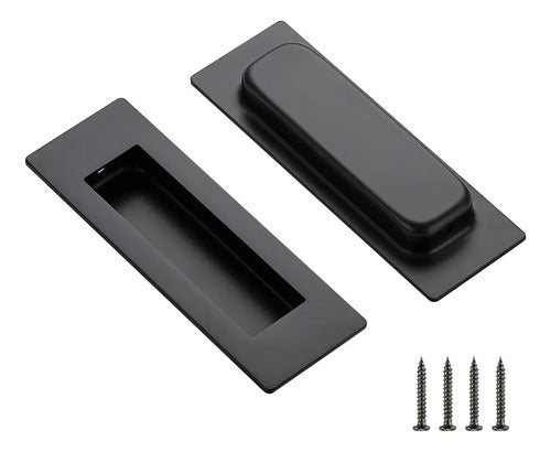 Tirador Cubeta Recta 150mm Embutir Pack X 2 Unidades Negro