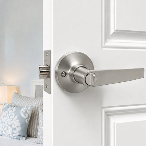 Manija Premium Sin Llave Para Puerta Interior Exterior Plateado
