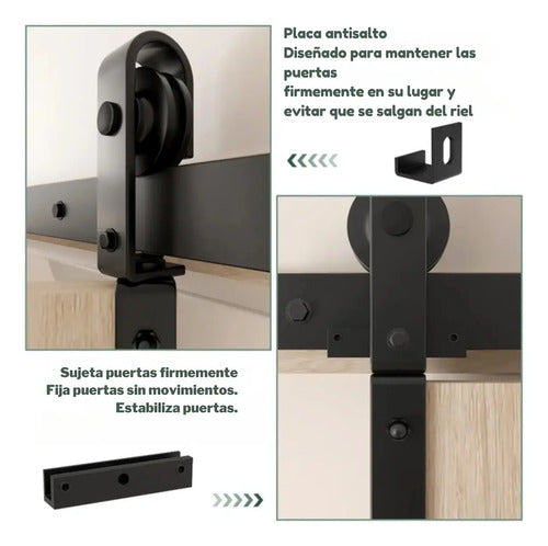 Kit Riel Plegable Granero Completo Para Puerta Corrediza