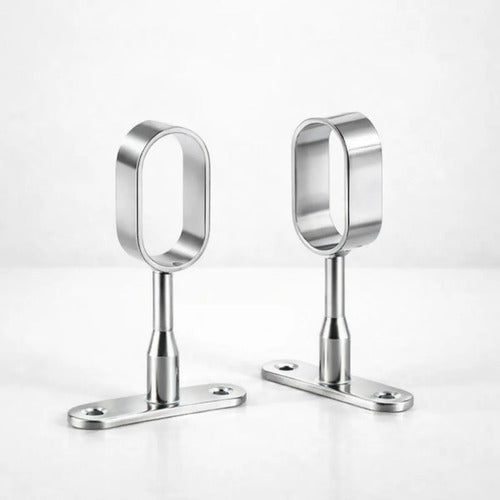 Set X2 De Soportes Central Barral Oval Placard Perchero Plateado