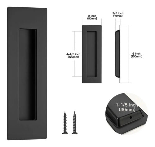 Tirador Cubeta Recta 150mm Embutir Negro