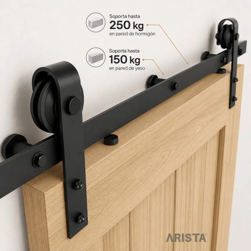 Kit Riel Granero Completo Para Puerta Corrediza 1,5 Metros Negro