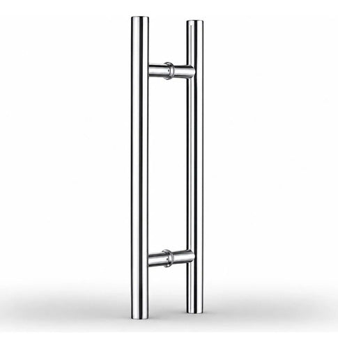 Manijón Doble 80cm Cilíndrico Acero Para Puerta Plateado