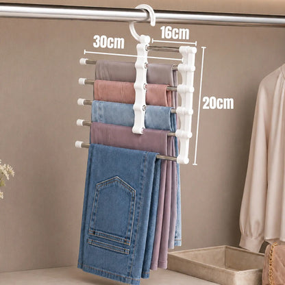Organizador Pantalones X3 Plegable Colgante 5 Barras Blanco