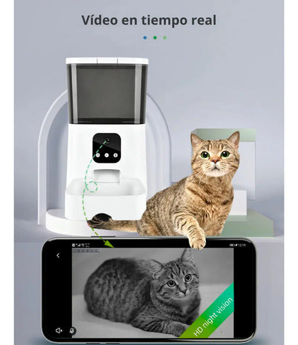 Dispensador Smart Para Mascotas Con Camara, Microfono Y Wifi Blanco