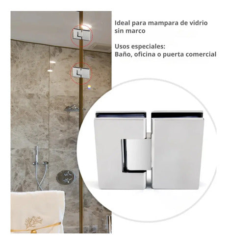 Bisagra Blindex 180 Grados Mampara Vidrio 6 A 12mm Cromado
