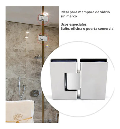 Bisagra Blindex 180 Grados Mampara Vidrio 6 A 12mm Cromado