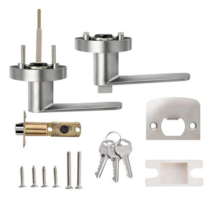 Manija Línea Bella Para Puerta Interior O Exterior Con Llave Acero Plateado