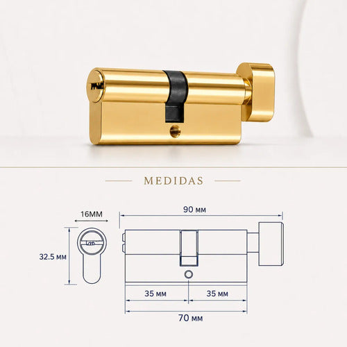 Cilíndro Universal 70mm, Reforzado Con Perilla Interior Dorado