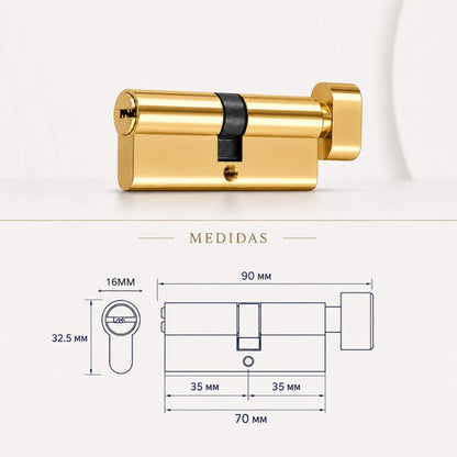 Cilíndro Universal 70mm, Reforzado Con Perilla Interior Dorado