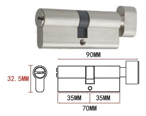 Cilíndro Universal 70mm, Reforzado Con Perilla Interior Acero