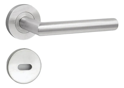 Manija Recta Acero Inox Con Bocallave Para Puerta Plateado