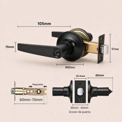 Pestillo Con Cerradura Y Llave Para Puerta De Interior Negro
