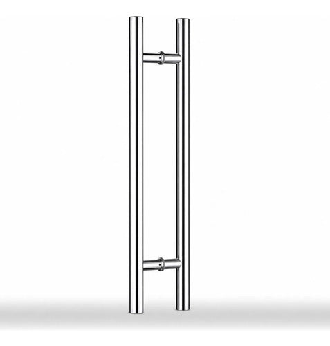 Manijón Doble 120cm Cilíndrico Acero Para Puerta Plateado