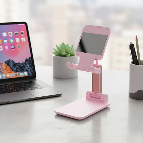 Soporte Plegable Para Celular De Escritorio Ajustable Rosado