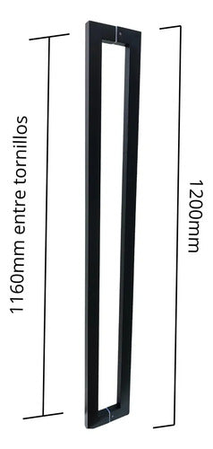 Manijón Doble Acero Inox Cuadrado Para Vidrio O Madera 120cm Negro