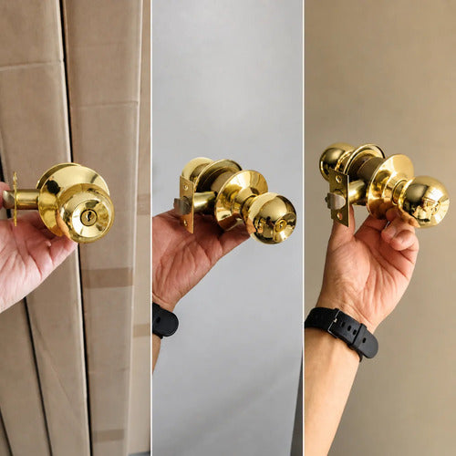 Cerradura De Pomo Con Llave Para Puertas De Interior Dorado