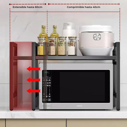 Rack Organizador Ajustable Para Microondas Estante Cocina Negro