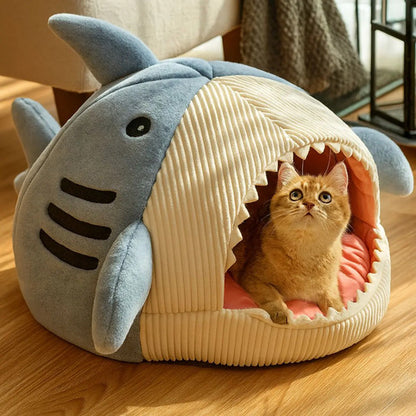 Cama Lavable Para Gatos Y Perros De Interior Modelo Shark Azul Acero Shark