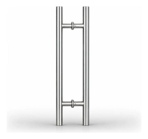 Manijón Doble 50cm Cilíndrico Acero Para Puerta Plateado