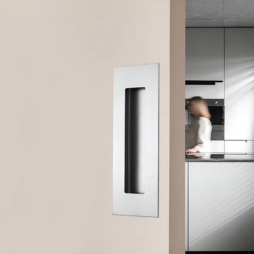 Tirador Cubeta Recta 150mm Embutir Plateado