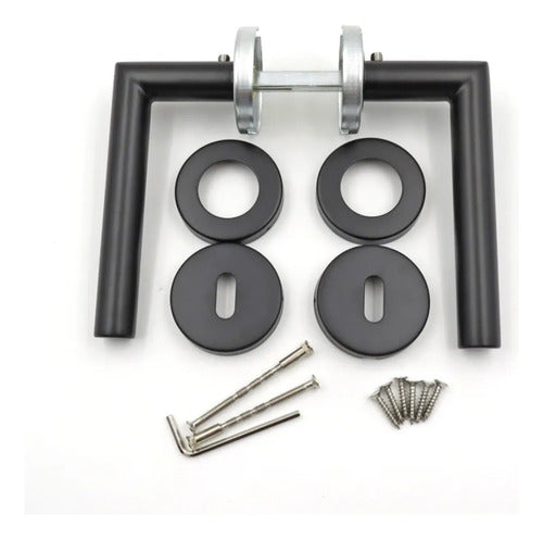Manija Recta Acero Inox Con Bocallave Para Puerta Negro