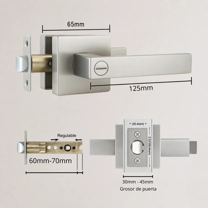 Manija Gloss Sin Llave Para Puerta Interior Exterior Plateado