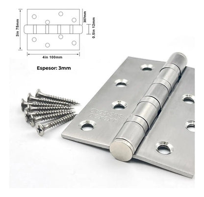 Bisagra Acero Inoxidable Sobre Rulemanes 4x3x3mm Plateado