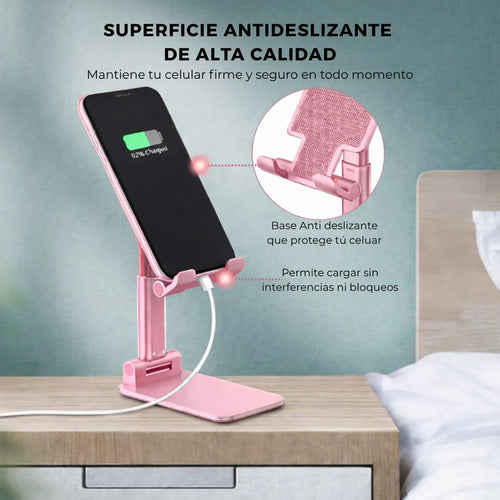 Soporte Plegable Para Celular De Escritorio Ajustable Rosado