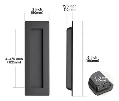 Tirador Cubeta Recta 150mm Embutir Pack X 2 Unidades Negro