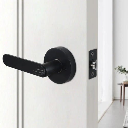 Manija Línea Bella Para Puerta Interior O Exterior Con Llave Negro Satinado