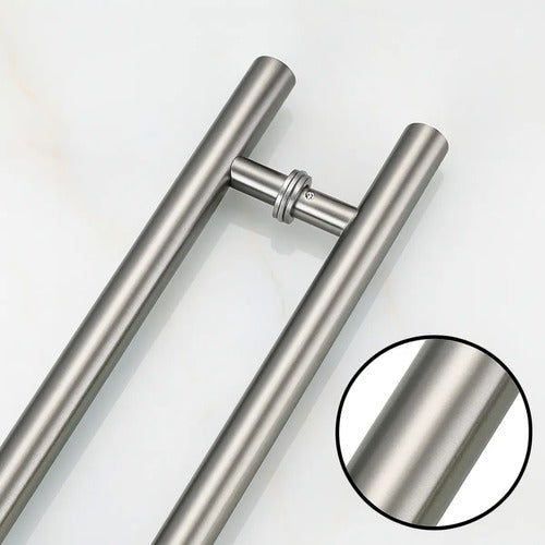 Manijón Doble 150cm Cilíndrico Acero Para Puerta Plateado