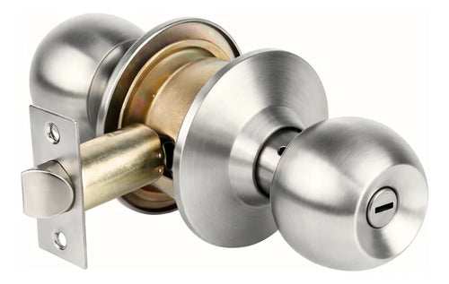 Cerradura De Pomo Acero Con Llavín Para Puertas De Interior Plateado