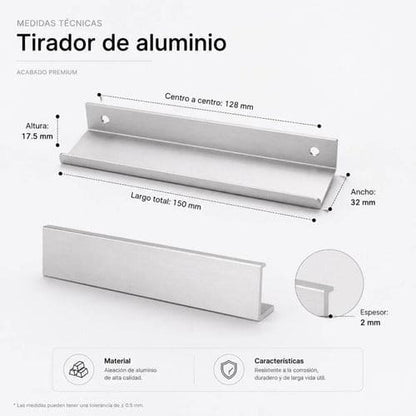Tirador Uñero 15cm Para Cajón Puerta Mueble Plateado Evans