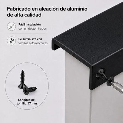 Tirador Uñero 15cm Para Cajón Puerta Mueble Negro Evans