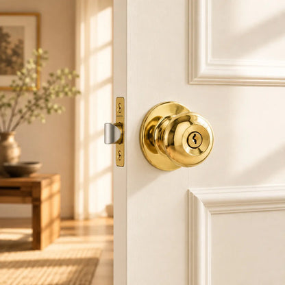 Cerradura De Pomo Con Llave Para Puertas De Interior Dorado