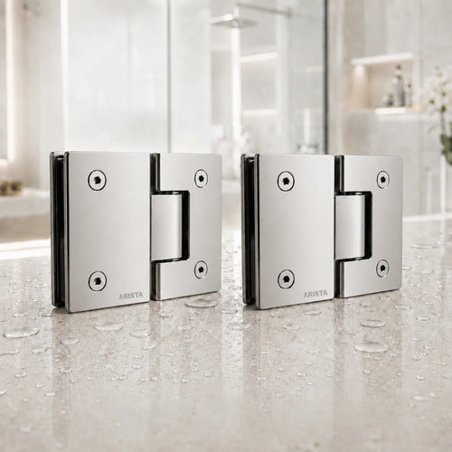 Set Bisagras Blindex 180 Grados Mampara Vidrio 6 A 12mm Satinado