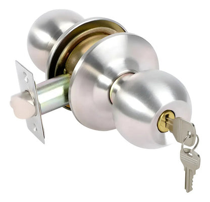 Cerradura De Pomo Con Llave Para Puertas De Interior Acero