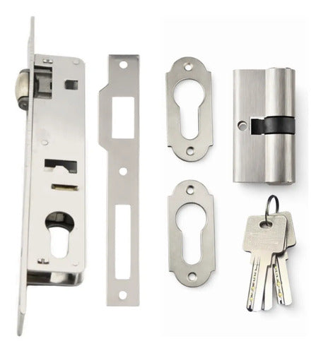 Cerradura Angosta De Rodillo Con Cilindro 70mm Acero