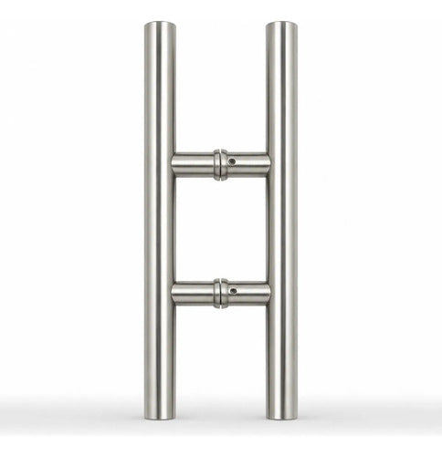 Manijón Doble 35cm X 16cm Cilíndrico Acero Para Puerta Plateado