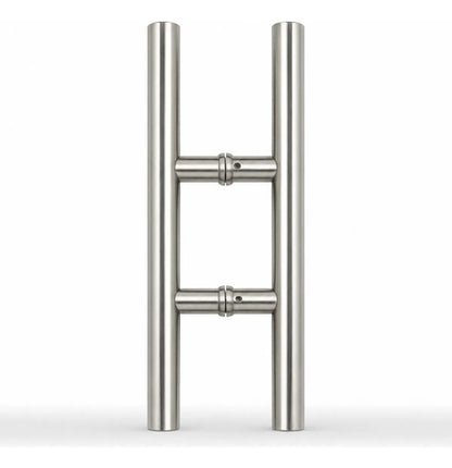 Manijón Doble 35cm X 16cm Cilíndrico Acero Para Puerta Plateado
