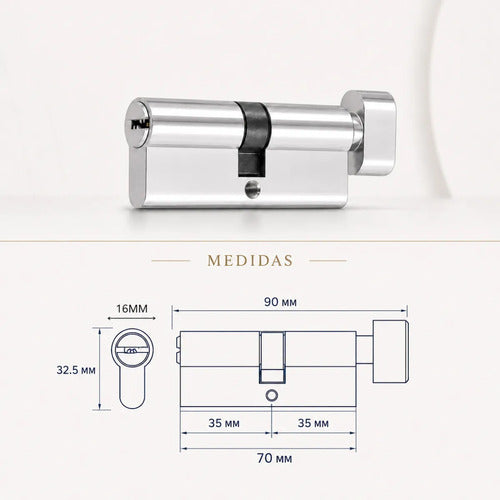 Cilíndro Universal 70mm, Reforzado Con Perilla Interior Acero