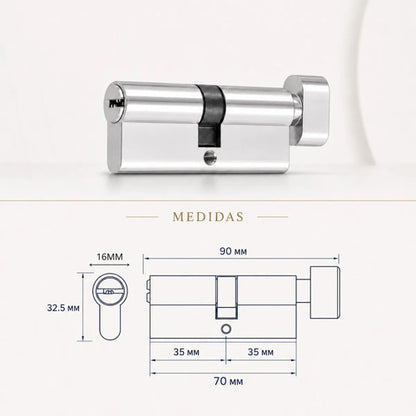 Cilíndro Universal 70mm, Reforzado Con Perilla Interior Acero